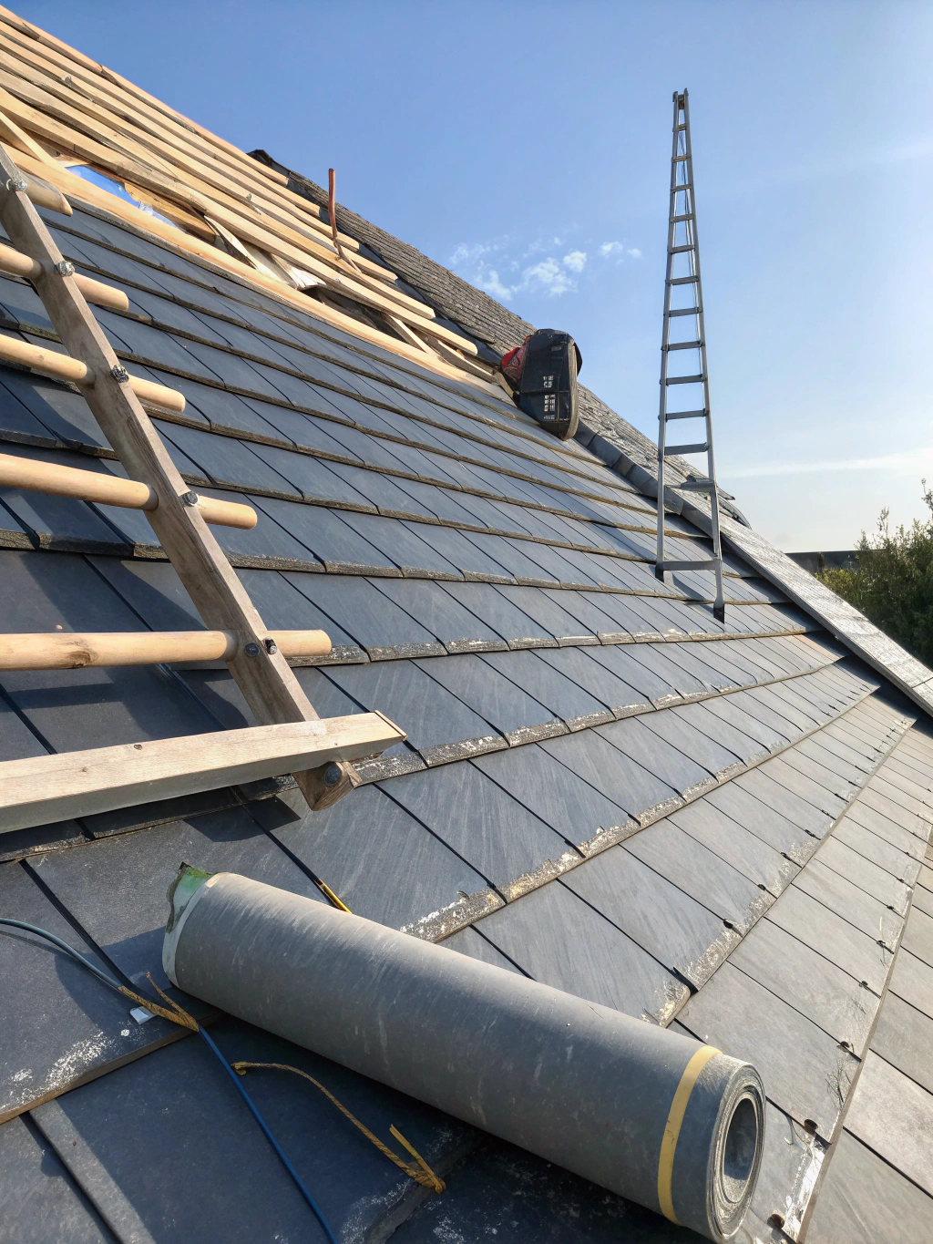 High-resolution new roof installation