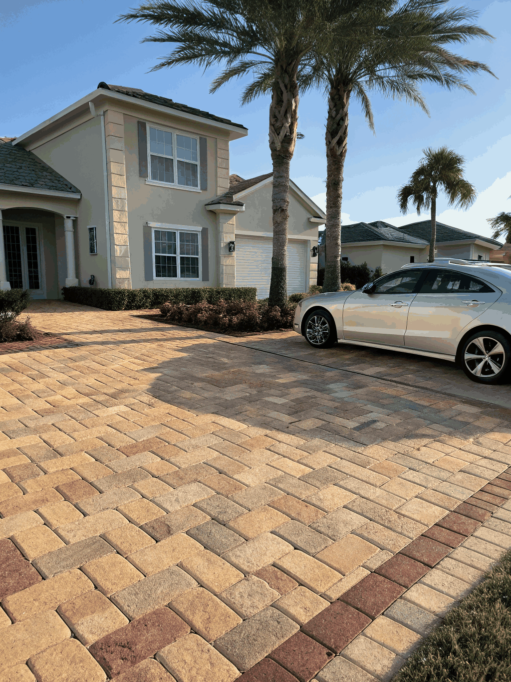 Premium driveway installation featuring modern block paving