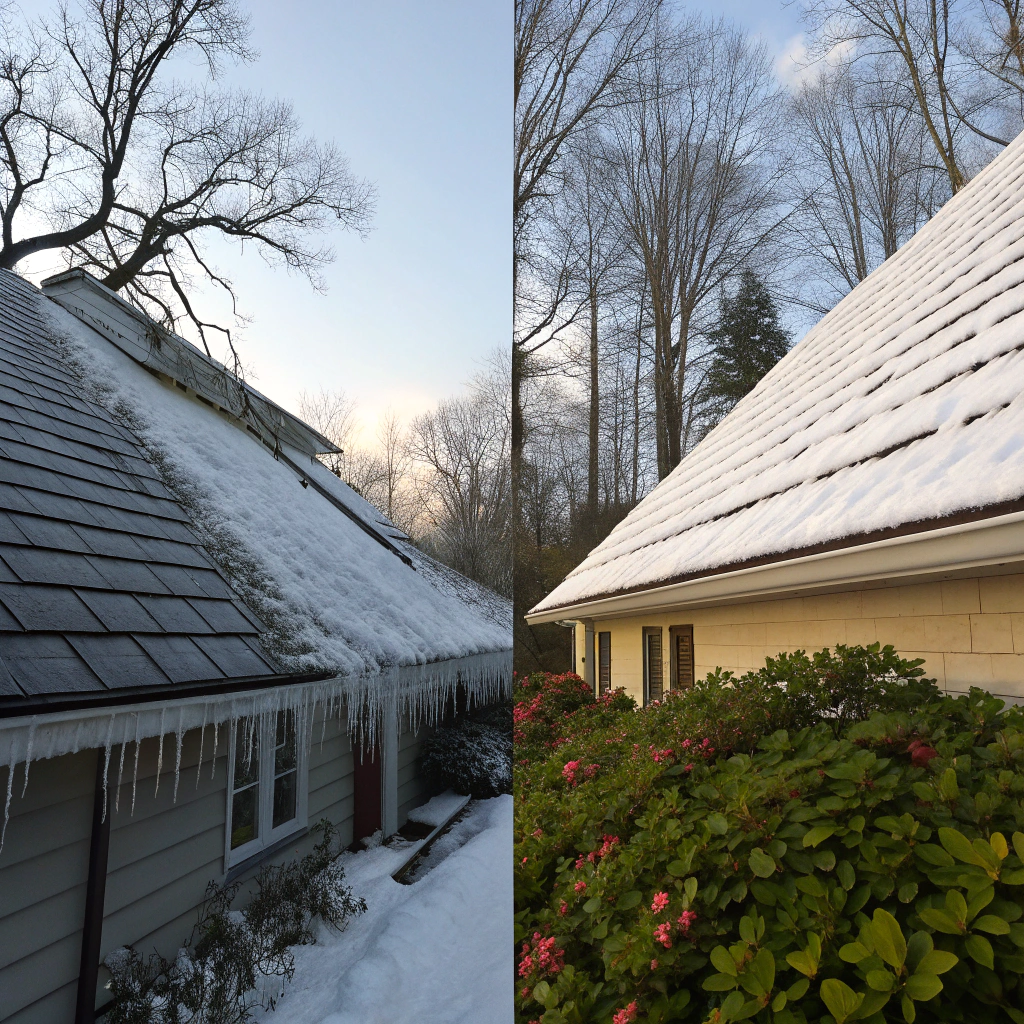 Before and after roof cleaning results