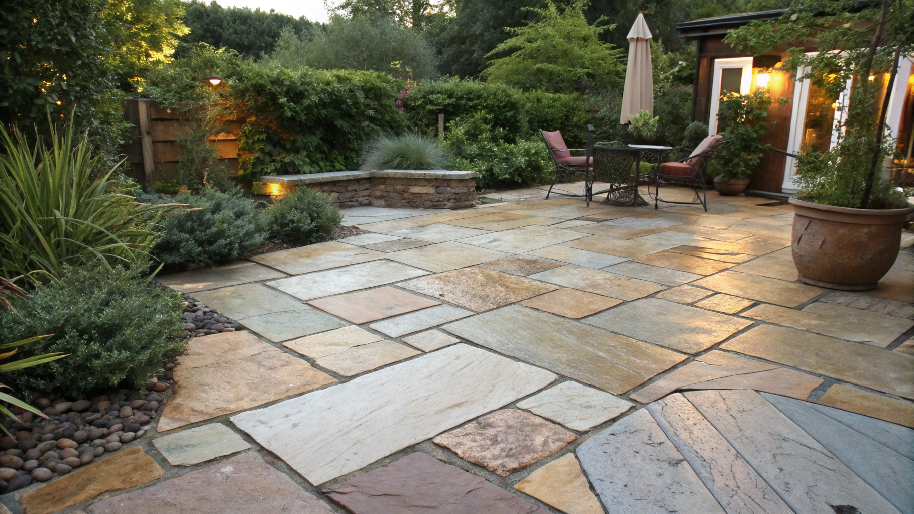Beautifully designed stone patio area